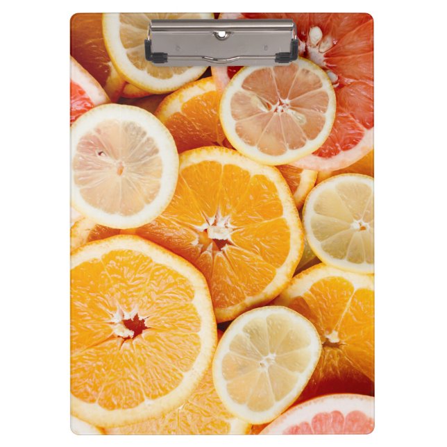 Juicy Sliced Citrus Fruits Clipboard (Front)