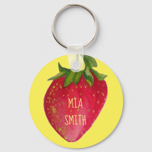 Juicy Strawberry fruit cute girl gift name Keychain (Front)