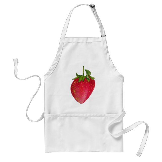 Juicy Strawberry fruit watercolour macro art Adult Apron (Front)