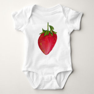 Juicy Strawberry fruit watercolour macro art Baby Bodysuit