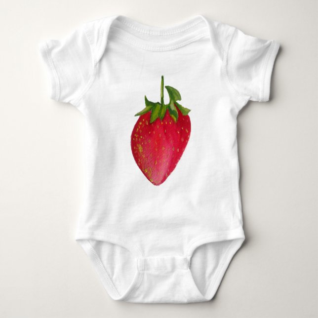 Juicy Strawberry fruit watercolour macro art Baby Bodysuit (Front)