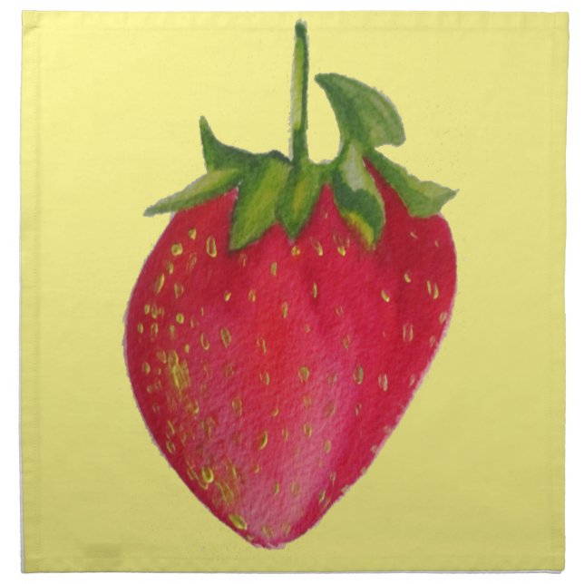 Juicy Strawberry fruit watercolour macro art Cloth Napkin (Front)