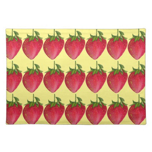 Juicy Strawberry fruit watercolour macro art Cloth Placemat