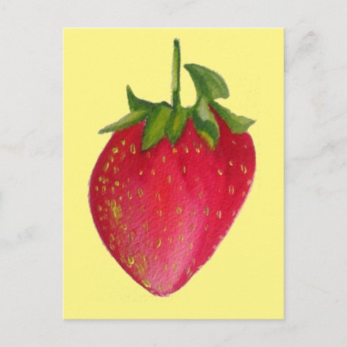 Juicy Strawberry fruit watercolour macro art Postcard