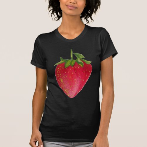 Juicy Strawberry fruit watercolour macro art T_Shirt