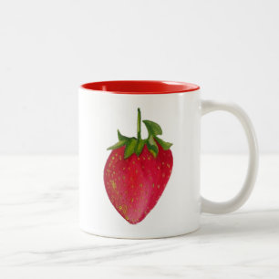 Juicy Strawberry fruit watercolour macro art Two-Tone Coffee Mug