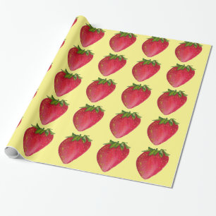 Juicy Strawberry fruit watercolour macro art Wrapping Paper