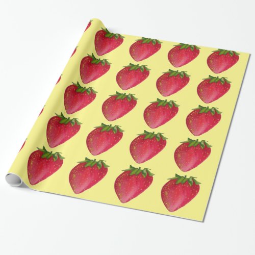 Juicy Strawberry fruit watercolour macro art Wrapping Paper