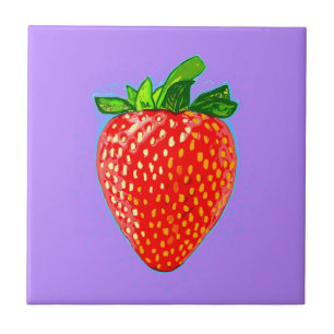 Juicy Strawberry in Pop Art Style  Ceramic Tile