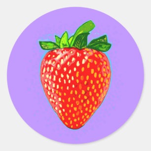 Juicy Strawberry in Pop Art Style Classic Round Sticker