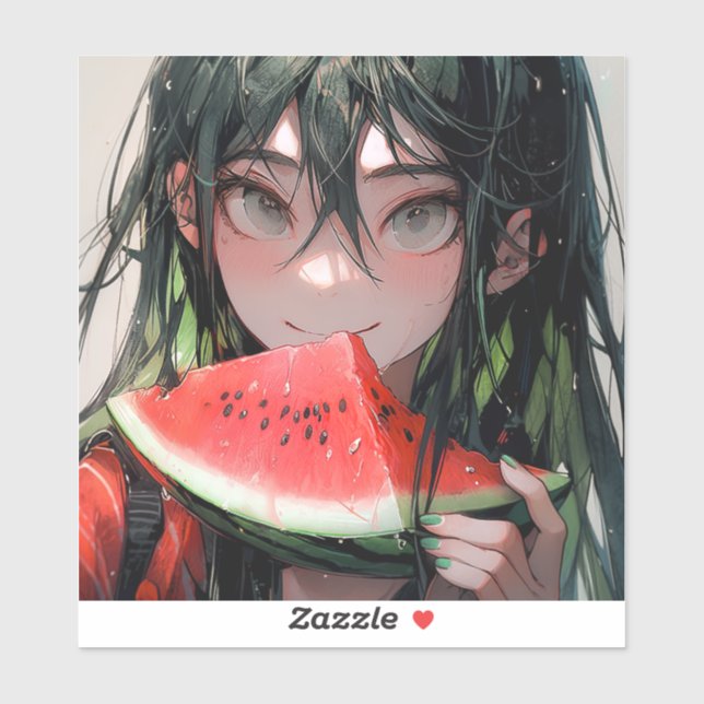 Juicy Summer Watermelon Anime Girl Sticker (Sheet)