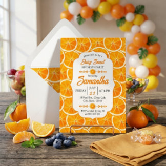 Juicy Sweet Citrus Orange Slice Birthday Party  Invitation