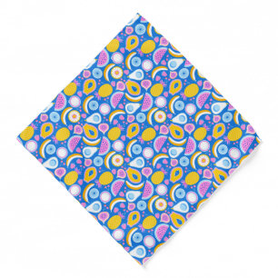 Juicy tropical fruits - Blue background Bandana