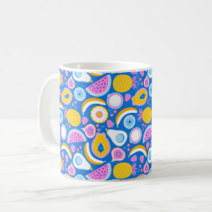 Juicy tropical fruits - Blue background Coffee Mug