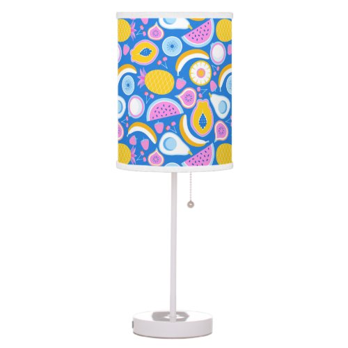 Juicy tropical fruits _ Blue background Table Lamp