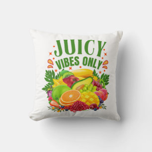 Juicy Vibes Only: Fresh Fruit & Healthy Life Throw Pillow