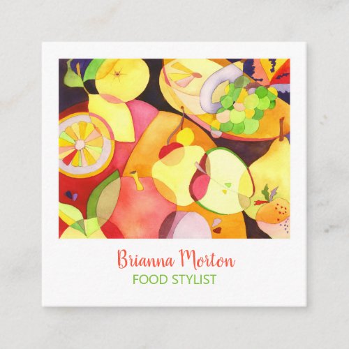 Juicy Watercolor Fruits Food Stylist Square Business Card