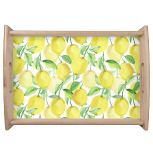 Juicy Watercolor: Vibrant Lemon Painting Serving Tray