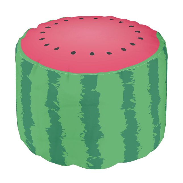 Juicy Watermelon Cute One In A Melon Funny Foodie Pouf (Angled Front)