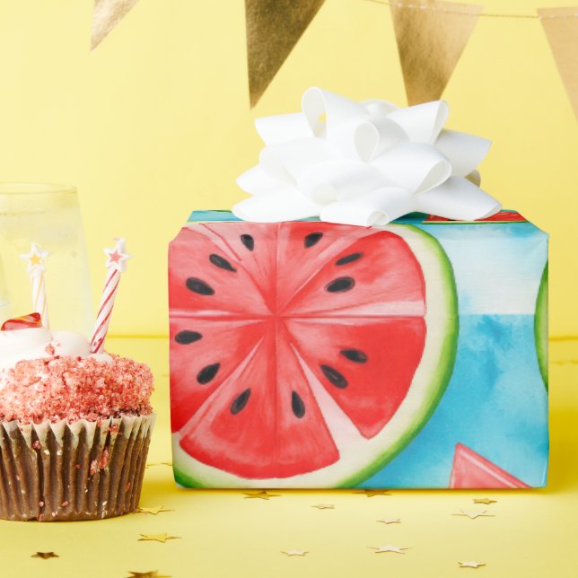  Juicy WATERMELON pattern in watercolor pattern  Wrapping Paper (Birthday Party)