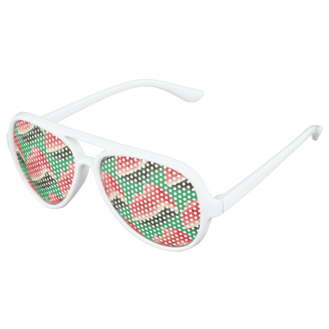 Juicy Watermelon Pattern: Summer Fruit Design Aviator Sunglasses (Angled)