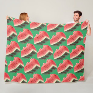 Juicy Watermelon Pattern: Summer Fruit Design Fleece Blanket