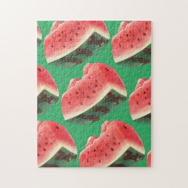 Juicy Watermelon Pattern: Summer Fruit Design Jigsaw Puzzle (Vertical)