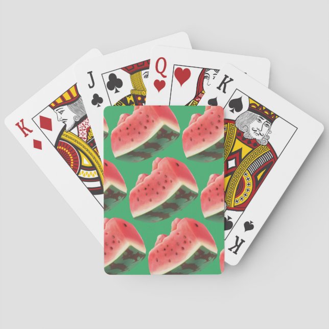 Juicy Watermelon Pattern: Summer Fruit Design Poker Cards (Back)