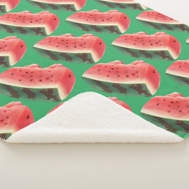 Juicy Watermelon Pattern: Summer Fruit Design Sherpa Blanket (3/4)
