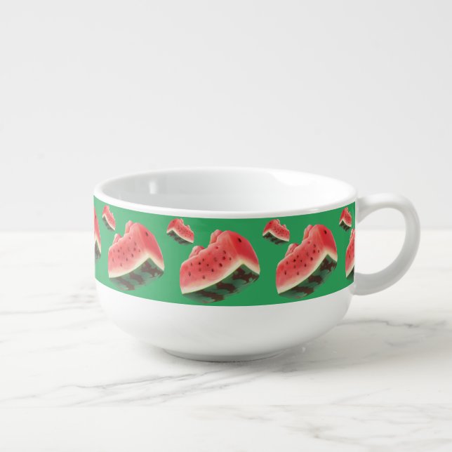 Juicy Watermelon Pattern: Summer Fruit Design Soup Mug (Left)