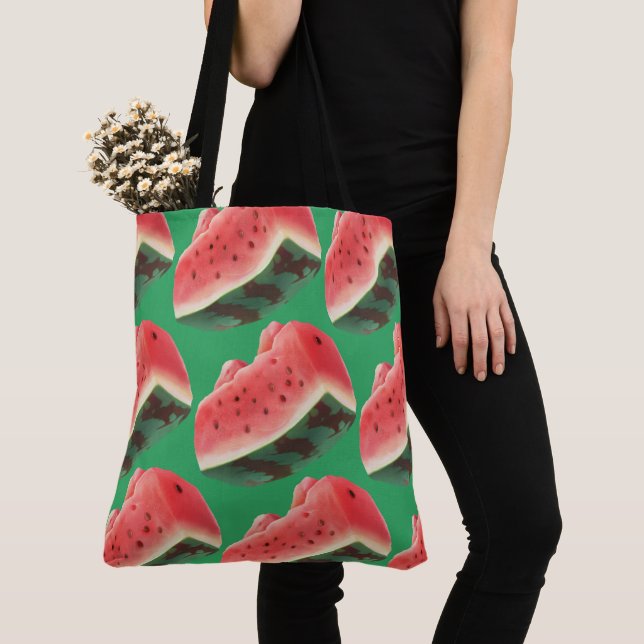 Juicy Watermelon Pattern: Summer Fruit Design Tote Bag (Close Up)