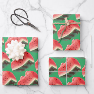 Juicy Watermelon Pattern: Summer Fruit Design Wrapping Paper Sheets