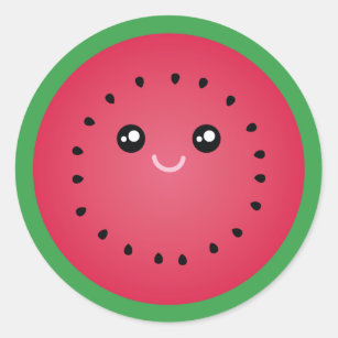 Juicy Watermelon Slice Cute Kawaii Funny Foodie Classic Round Sticker