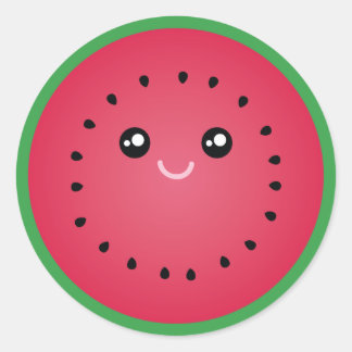 Juicy Watermelon Slice Cute Kawaii Funny Foodie Classic Round Sticker