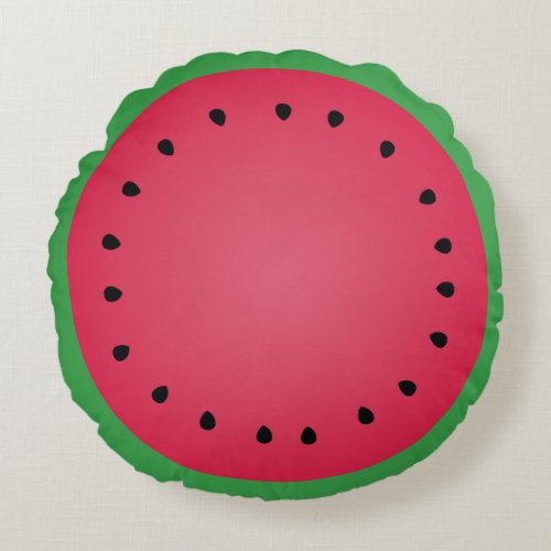 Juicy Watermelon Slice Funny Foodie Round Pillow