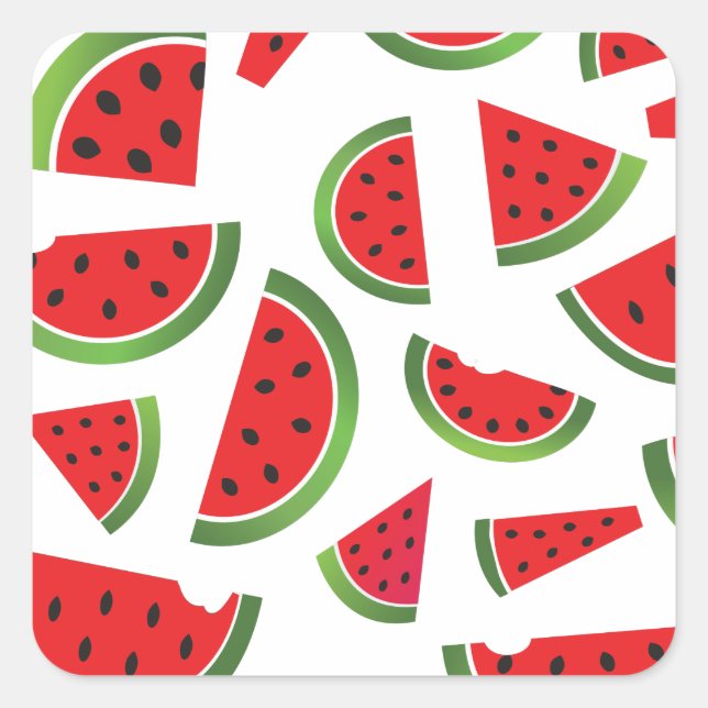 Juicy Watermelon Slices Fruit Pattern Square Sticker (Front)