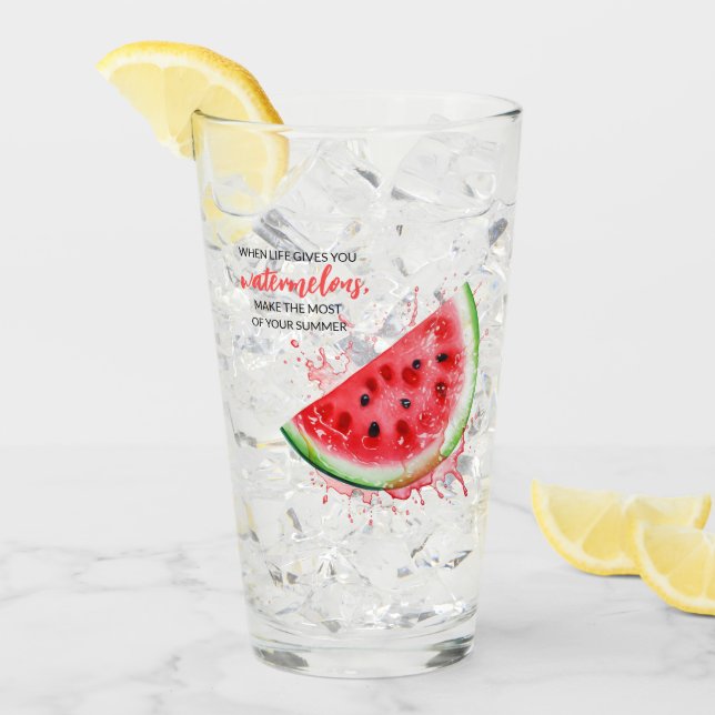 Juicy Watermelon Summer Design Motivational  Glass (Front Ice)