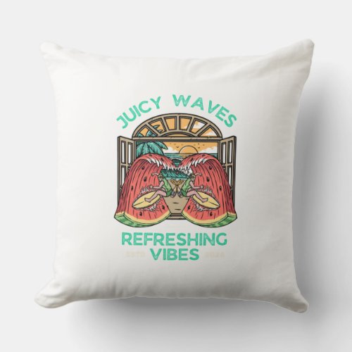Juicy waves refreshing vibes throw pillow