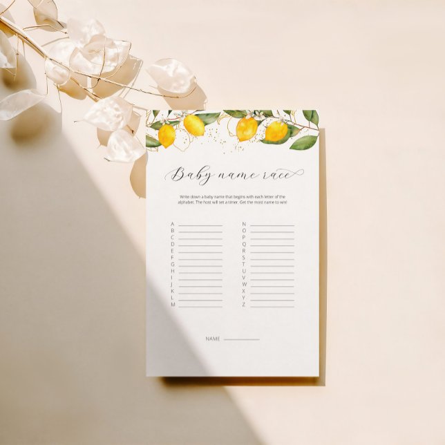 Juicy Yellow Baby Name Race Baby Shower Game  (Creator Uploaded)