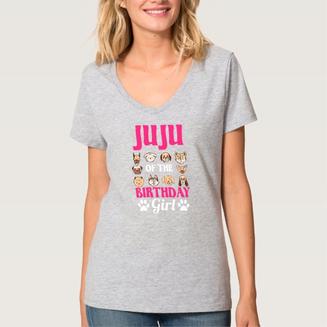Juju Of The Birthday Girl Dog Paw Bday Party T-Shirt (Front)