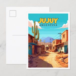 Jujuy Argentina vintage travel illustration Postcard