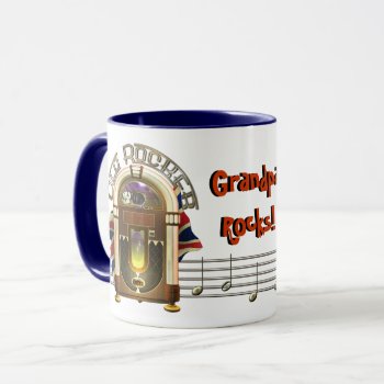 Jukebox Old Rocker Personalized Mugs by Specialeetees at Zazzle