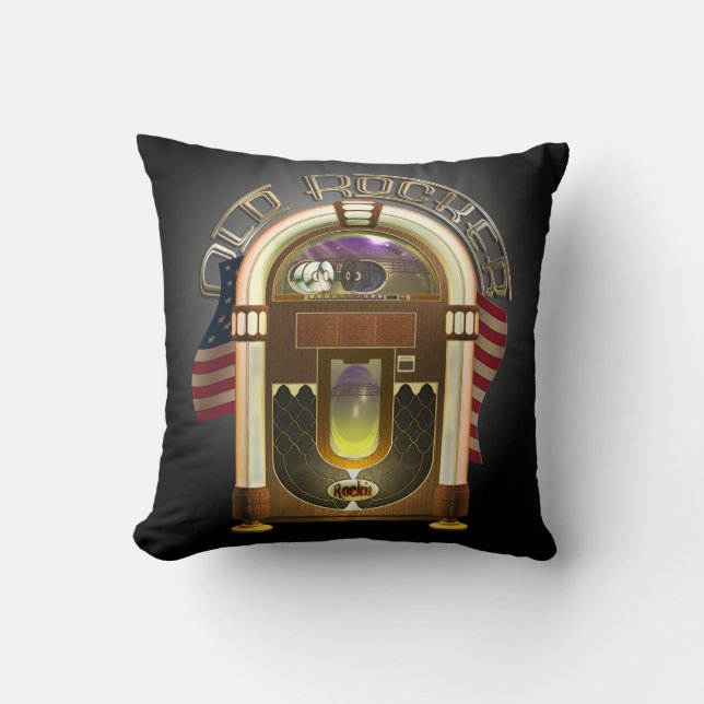 Jukebox Old Rocker Throw Pillow (Front)