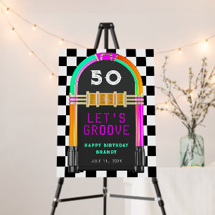 Jukebox Retro Checkerboard 50th Birthday Party Foam Board