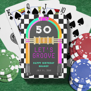 Jukebox Retro Checkerboard 50th Birthday Party Poker Cards