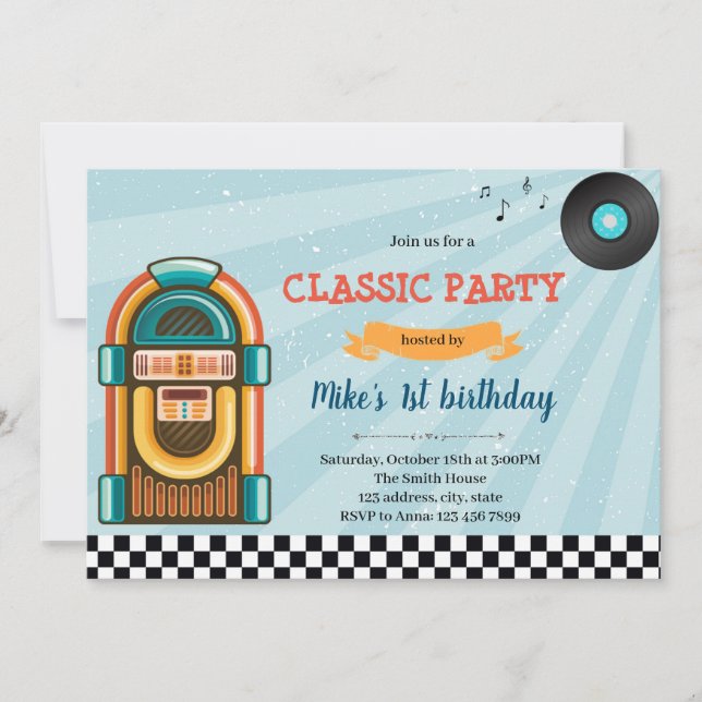 Jukebox sock hop invitation (Front)