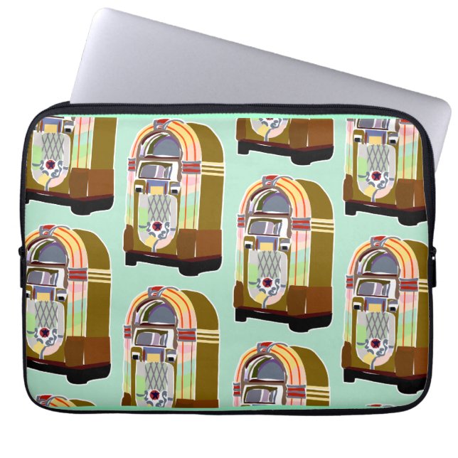 Jukeboxes Retro Mint Fun Art Pattern Swanky  Laptop Sleeve (Front)