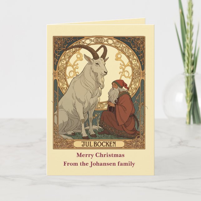 Julbocken And Jultomten Scandinavian Style Card (Front)