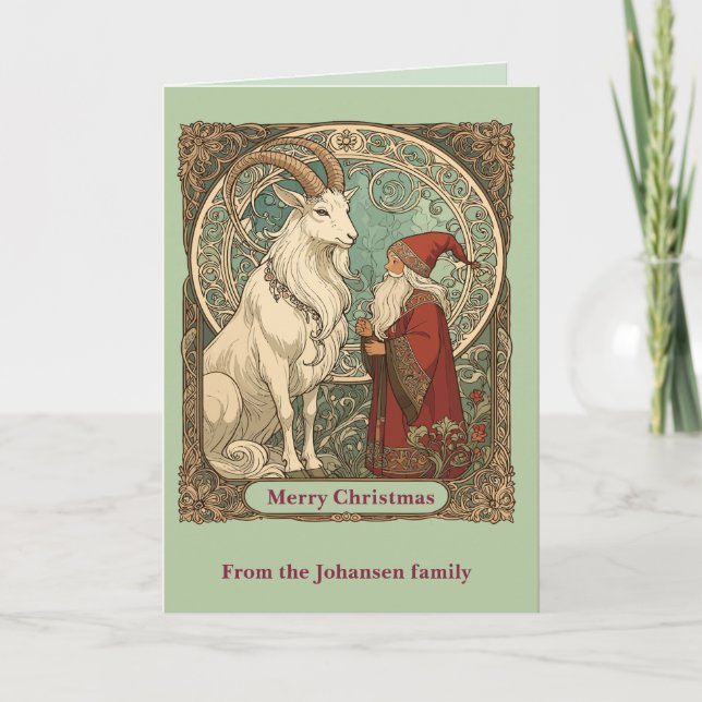 Julbocken Yule Goat And Jultomten Scandinavian  Card (Front)
