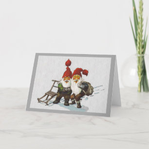 Julenisse Friends Sledding Holiday Card